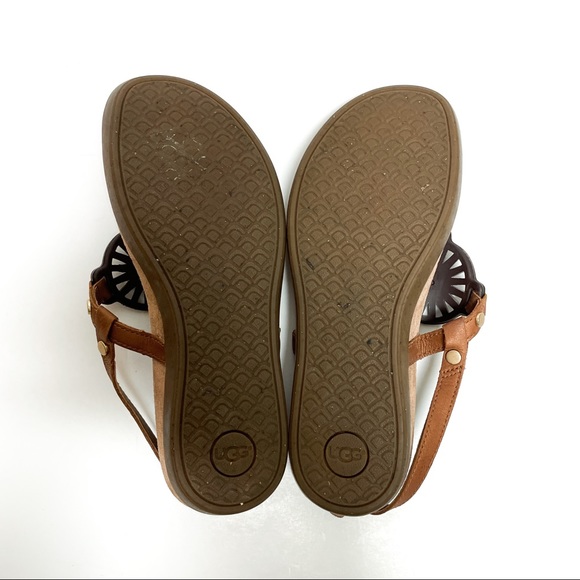 UGG Ayden Circle Logo Leather Thong Sandals - Picture 6 of 6